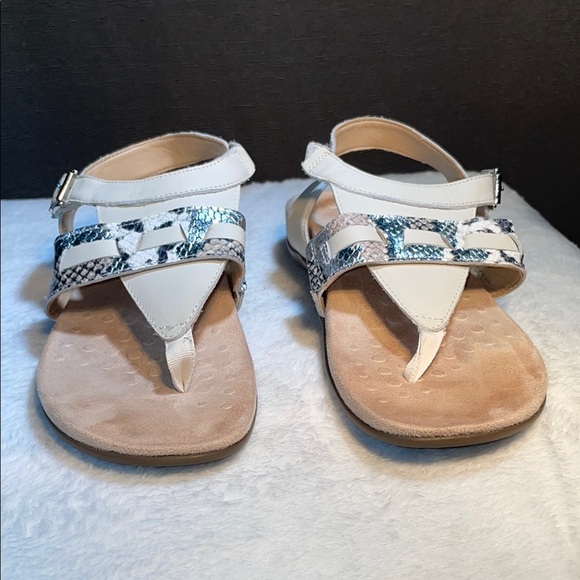 Vionic White and Silver Sandals with Adjustable Ankle Strap - Picture 2 of 7